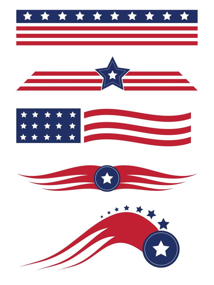 vector de elementos de diseño de bandera de estrella de estados unidos
