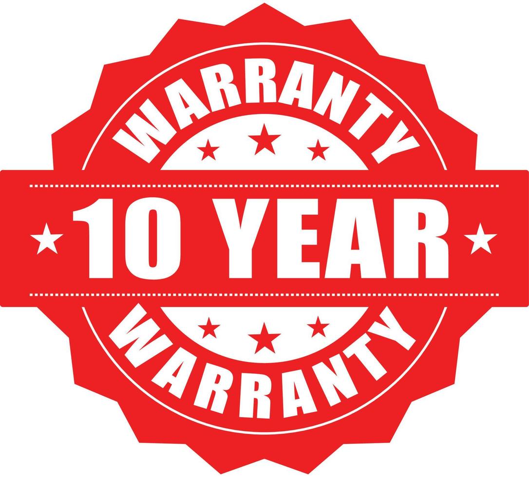 10 Year warranty stamp vector logo image