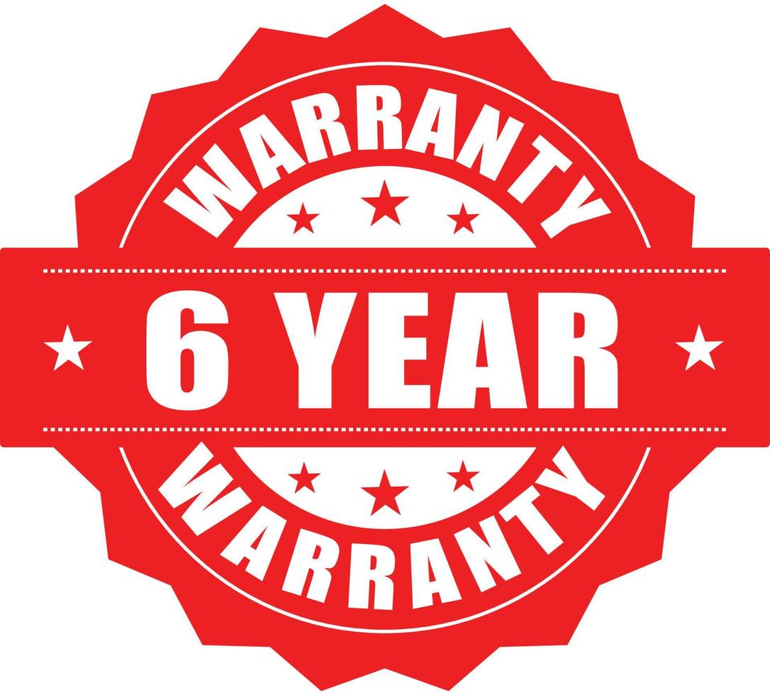 6 Year warranty stamp vector logo image