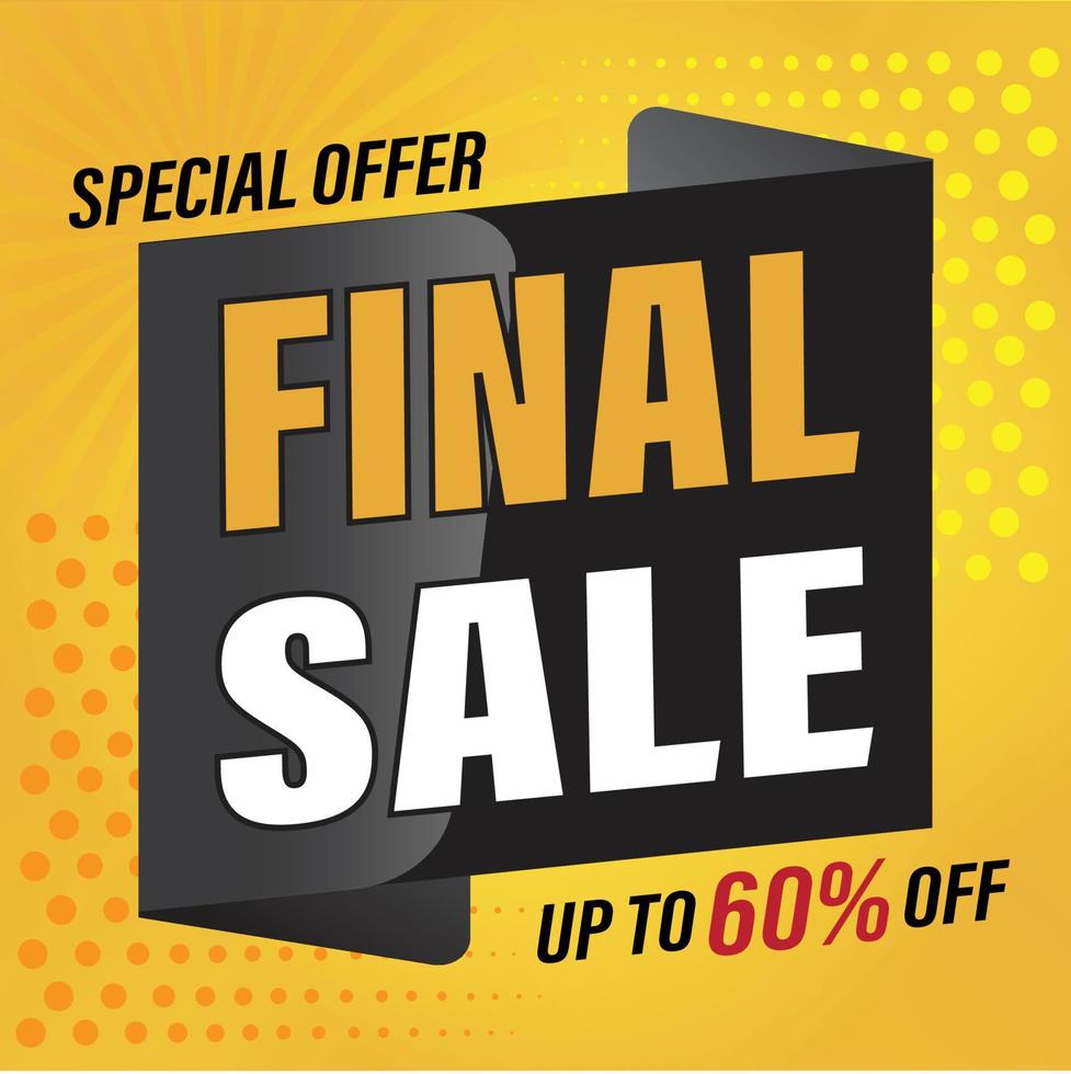 Special offer final sale banner, up to 60 off. Vector illustration PRO