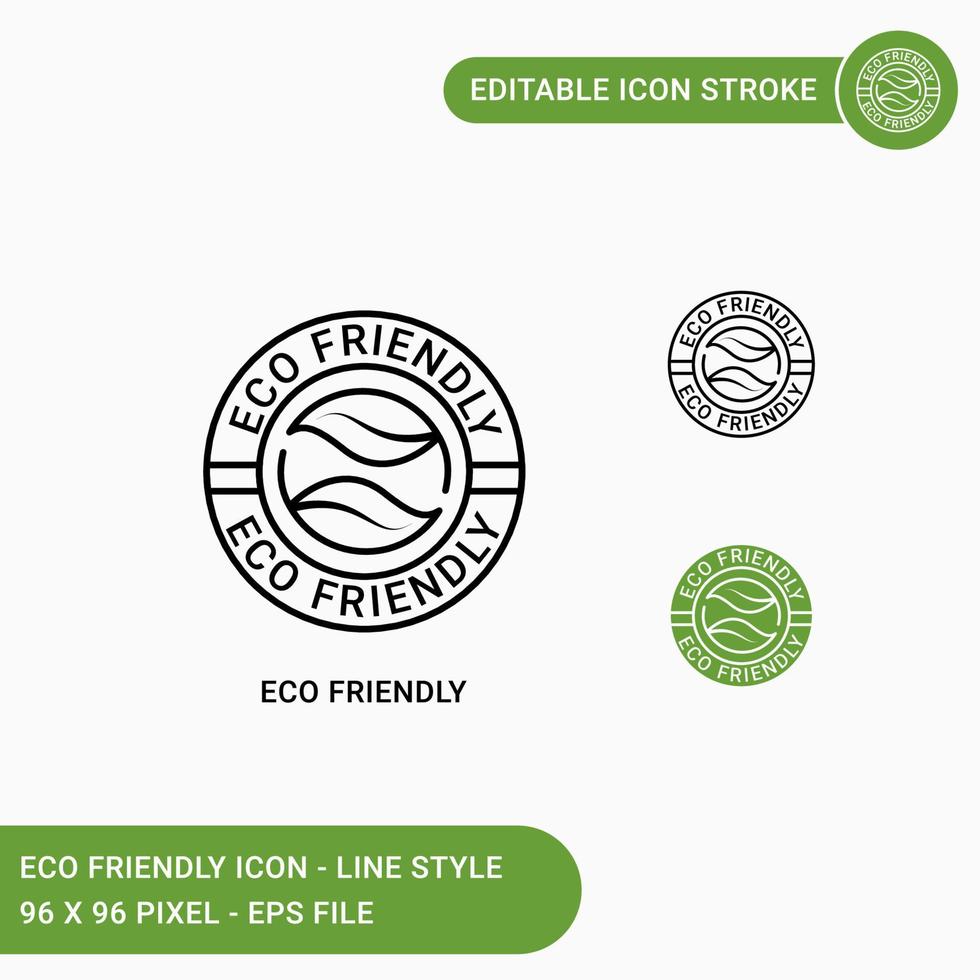 Eco icons set vector illustration with icon line style. Eco friendly packaging concept. Editable stroke icon on isolated white background for web design, user interface, and mobile application