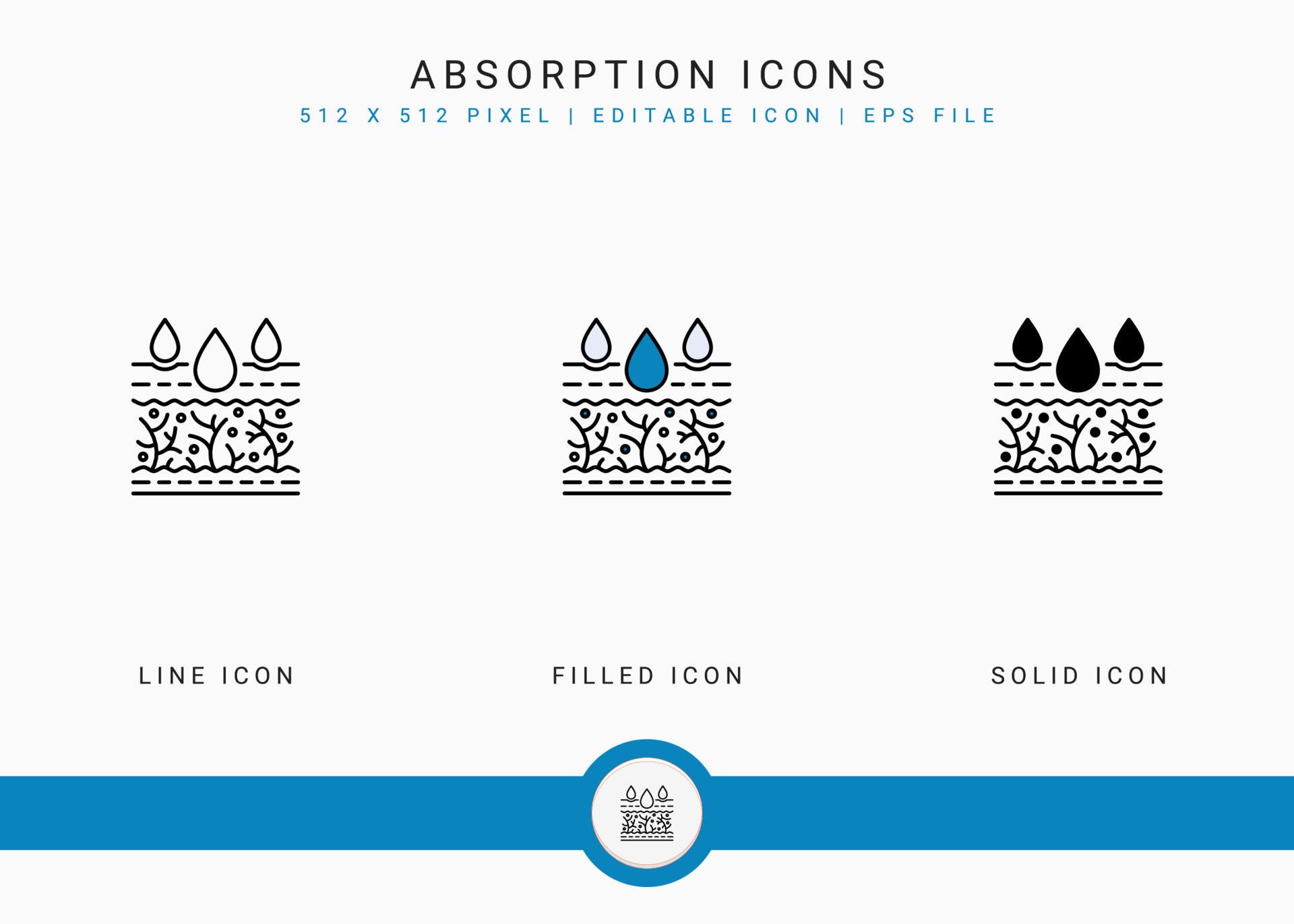 Absorption icons set vector illustration with solid icon line style ...
