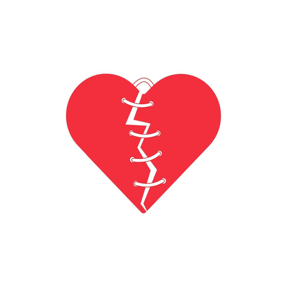 vector illustration of a broken heart icon, want to mend the breakup