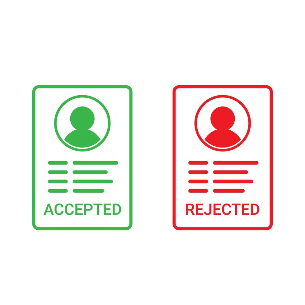 vector illustration of accepted and rejected template icon, minimalist flat outline design