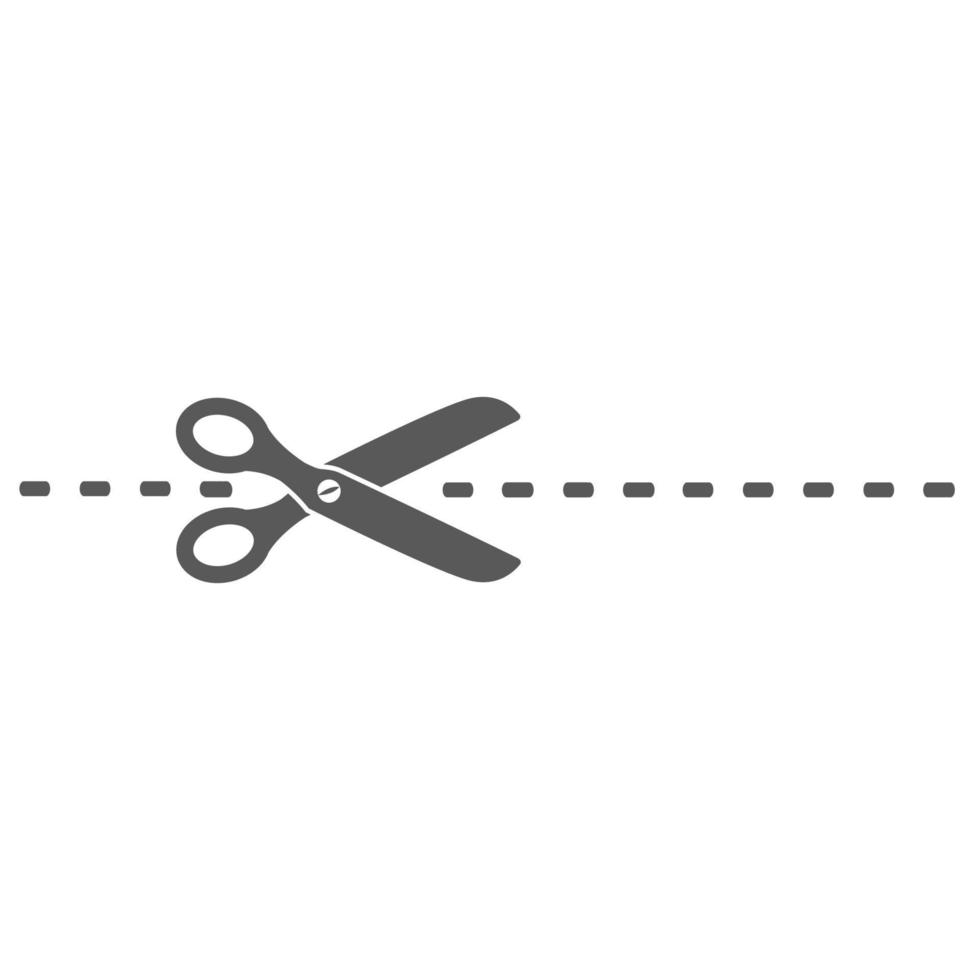 vector illustration of a scissor icon cutting the dotted line on the packaging.