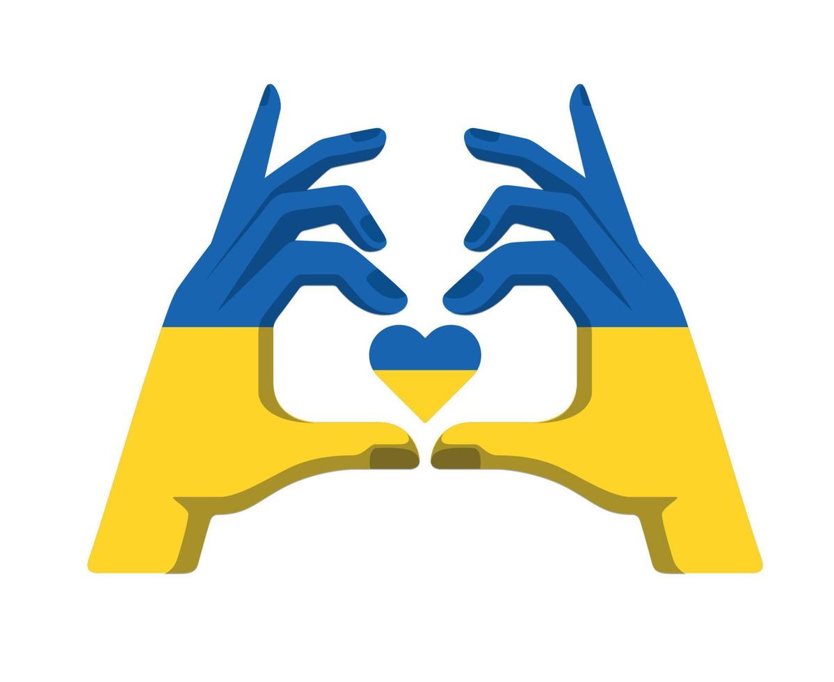 Ukraine Heart And Hands Flag Emblem National Europe Abstract Symbol Vector illustration Design