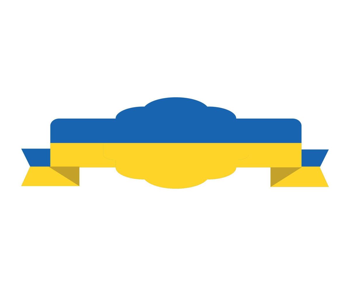 Ukraine Flag Ribbon Emblem Symbol Design National Europe Icon Vector Abstract illustration