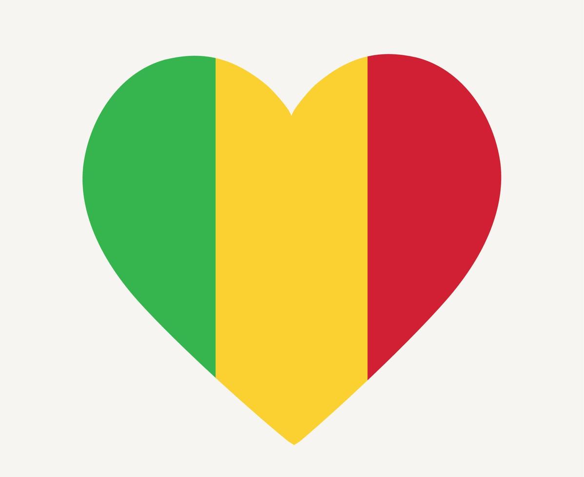 Mali Flag National Africa Emblem Heart Icon Vector Illustration Abstract Design Element