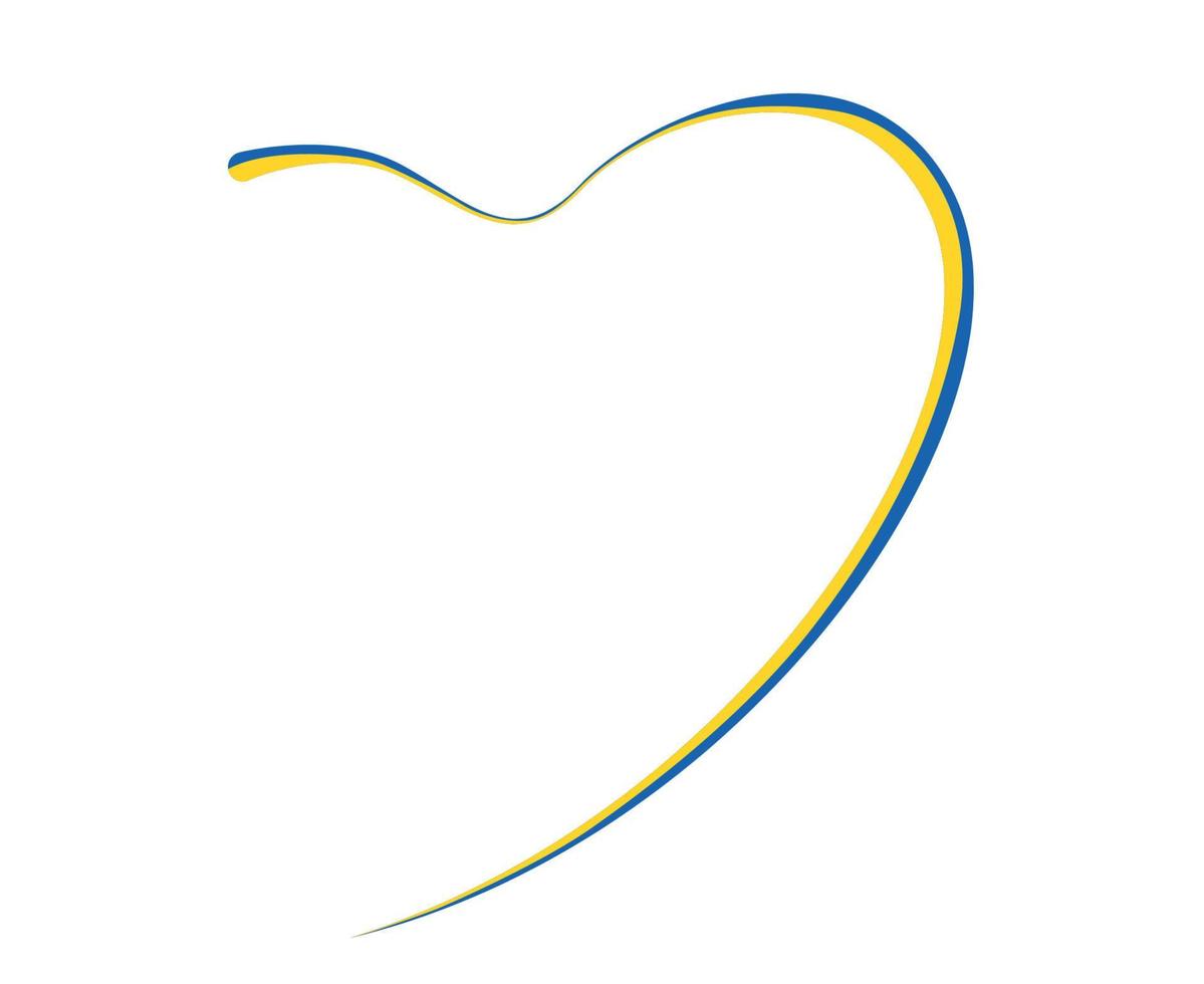 ucrania corazón cinta bandera emblema nacional europa símbolo abstracto vector ilustración diseño