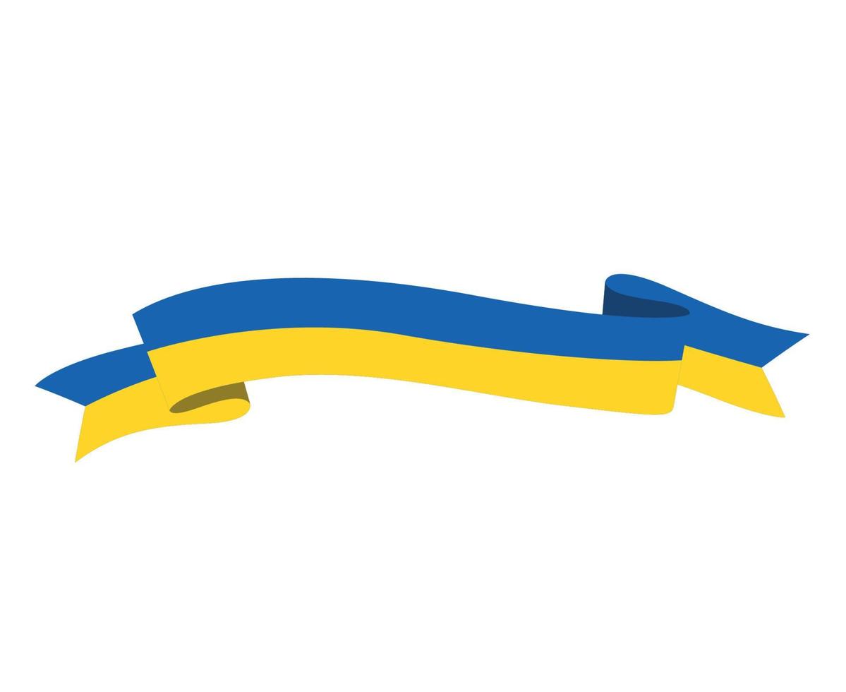 Ukraine Flag Emblem Ribbon National Europe Design Symbol Vector Abstract illustration