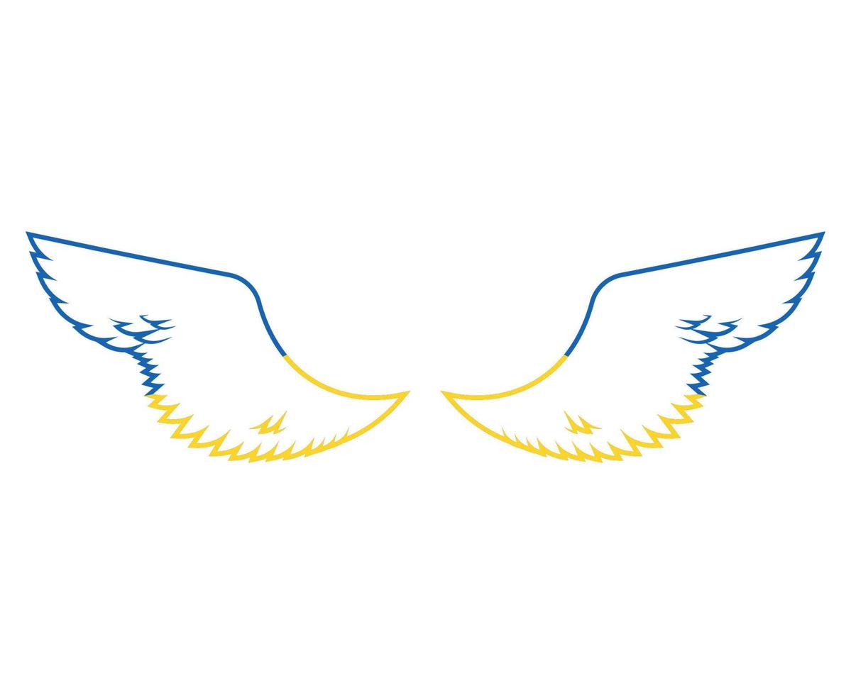 Ukraine Flag Wings Emblem Symbol National Europe Abstract Vector illustration Design