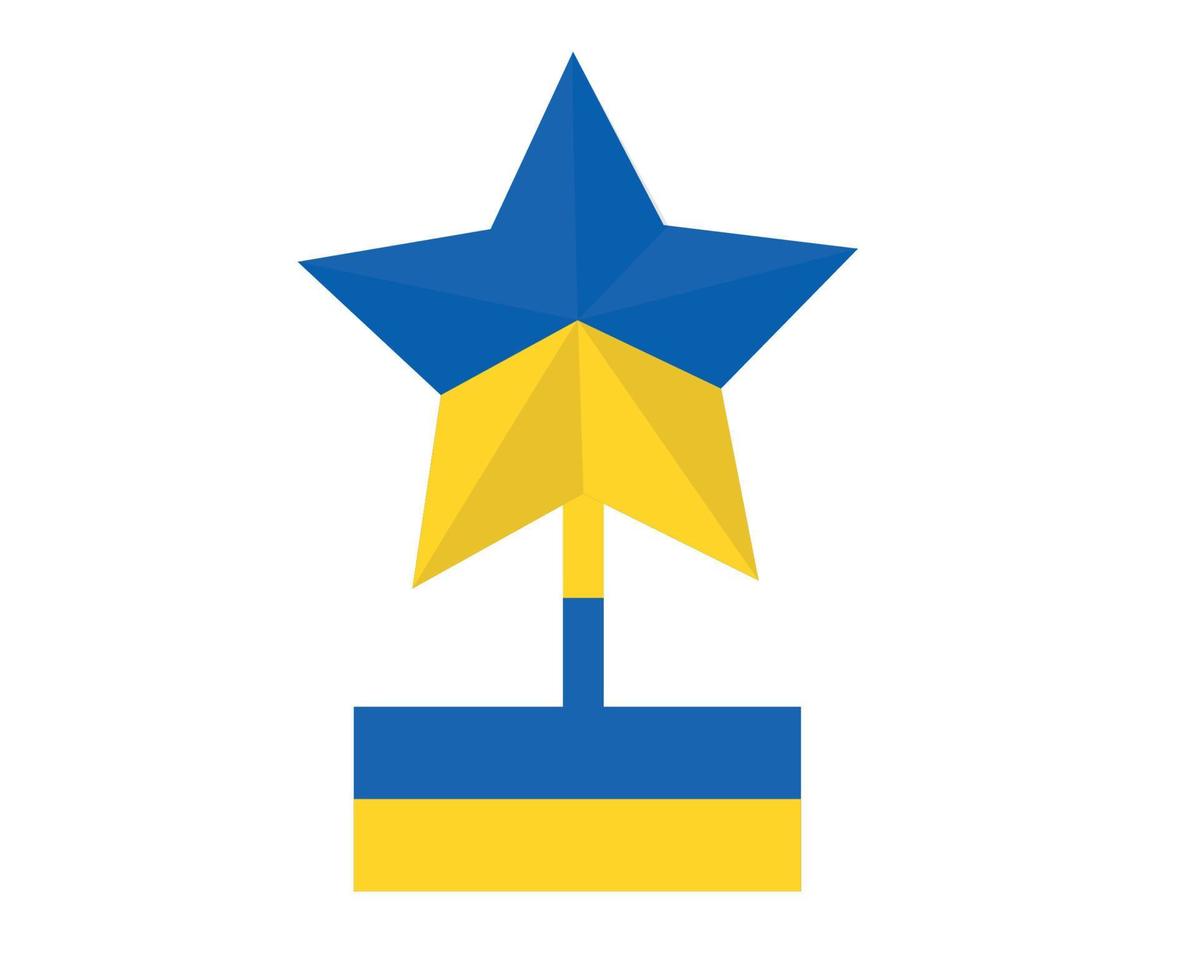 Ukraine Flag Trophy Star Emblem Symbol Design National Europe Vector Abstract illustration