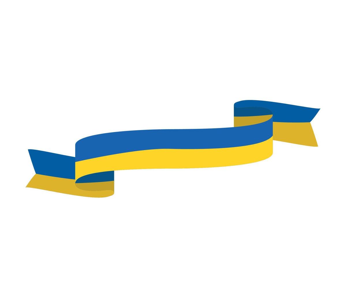 Ukraine National Europe Flag Ribbon Symbol Emblem Abstract Vector illustration Design
