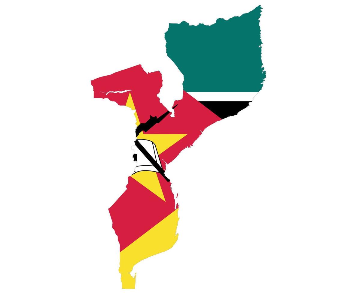 mozambique bandera nacional áfrica emblema mapa icono vector ilustración diseño abstracto elemento