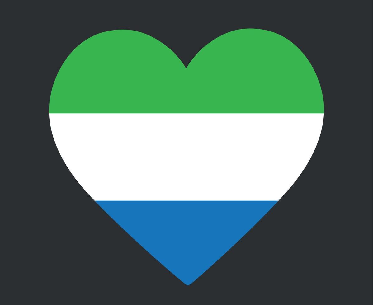 Sierra Leone Flag National Africa Emblem Heart Icon Vector Illustration Abstract Design Element