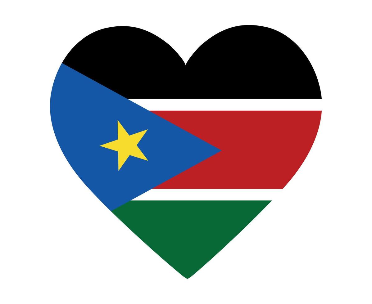 South Sudan Flag National Africa Emblem Heart Icon Vector Illustration Abstract Design Element