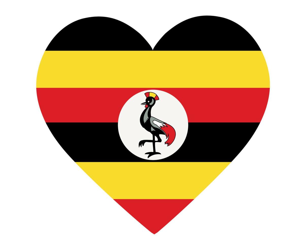 Uganda Flag National Africa Emblem Heart Icon Vector Illustration Abstract Design Element