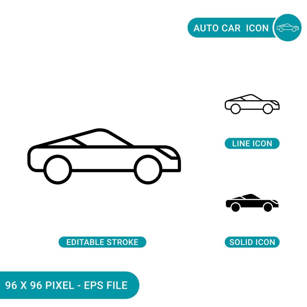 Los iconos de los coches automáticos establecen una ilustración vectorial con un estilo de línea de iconos sólidos. concepto automotriz moderno. icono de trazo editable en un fondo aislado para diseño web, infografía y aplicación móvil ui. vector