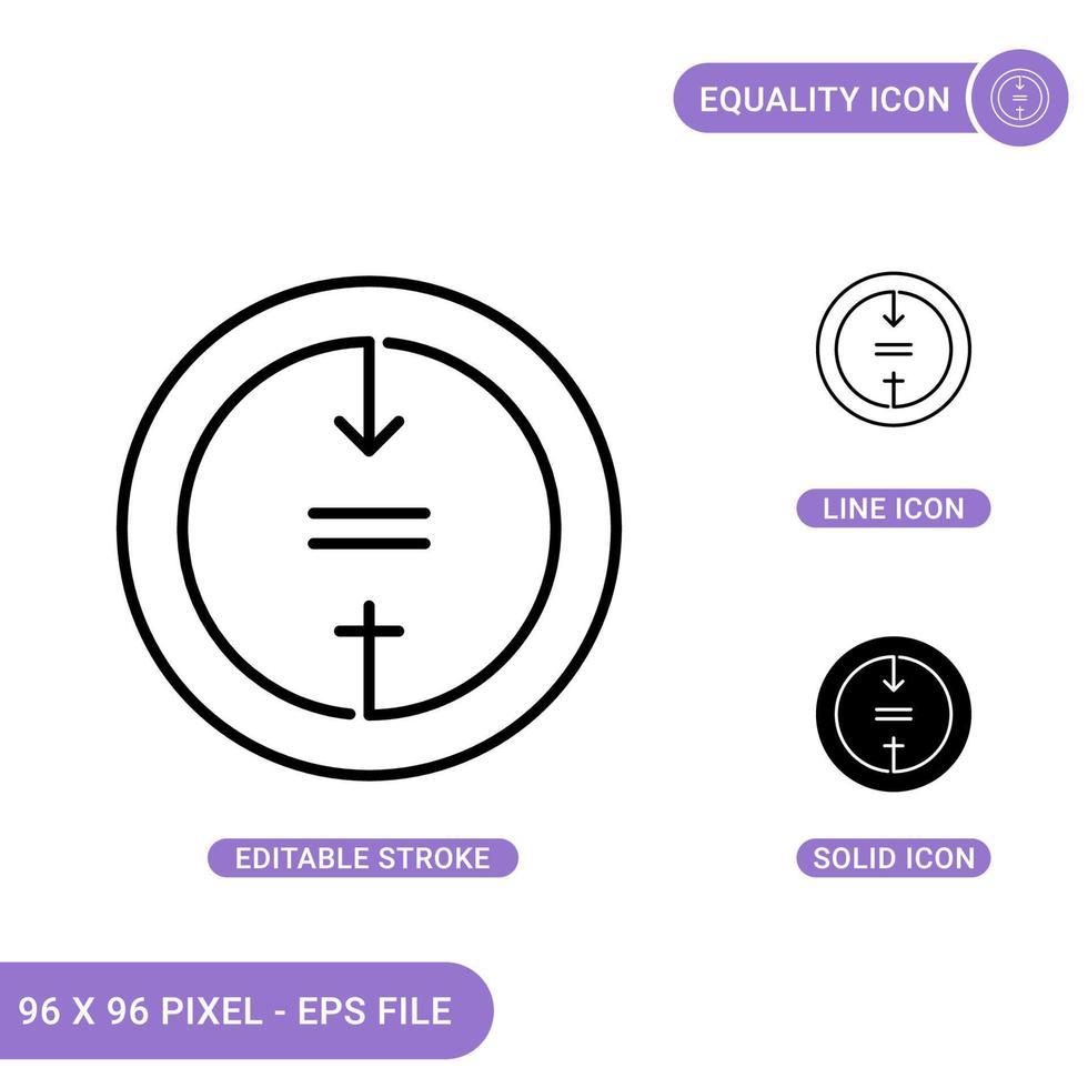 iconos de igualdad establecer ilustración vectorial con estilo de línea de icono sólido. concepto de igualdad de género. icono de trazo editable en un fondo aislado para diseño web, infografía y aplicación móvil ui. vector