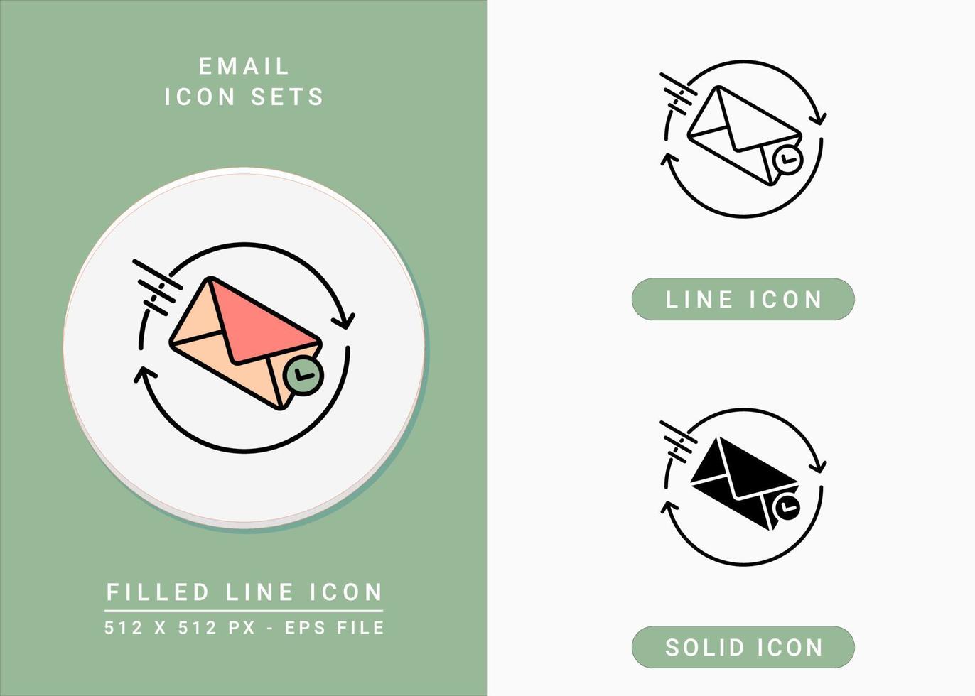 los iconos de correo electrónico establecen una ilustración vectorial con un estilo de línea de icono sólido. concepto de correo de boletín. icono de trazo editable en un fondo aislado para diseño web, infografía y aplicación móvil ui. vector