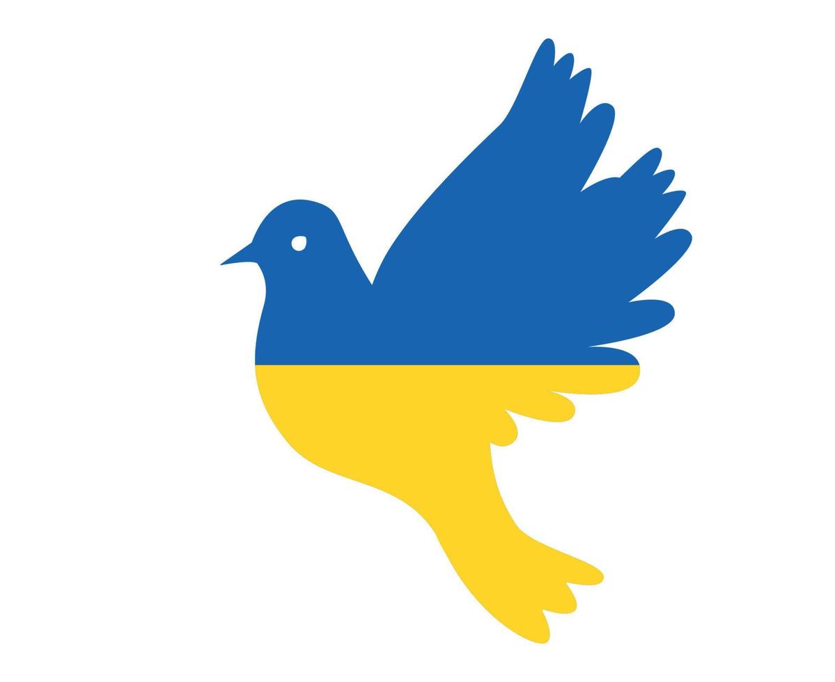 Ukraine Flag Emblem dove of peace Symbol Abstract National Europe Vector illustration Design