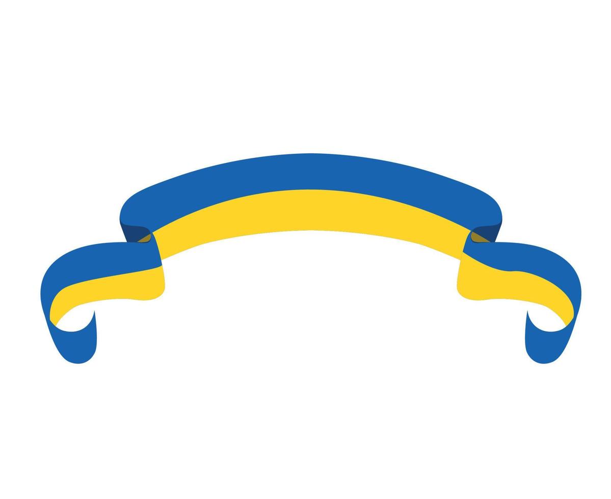 Ukraine Flag Emblem Ribbon National Europe Symbol Design Vector Abstract illustration