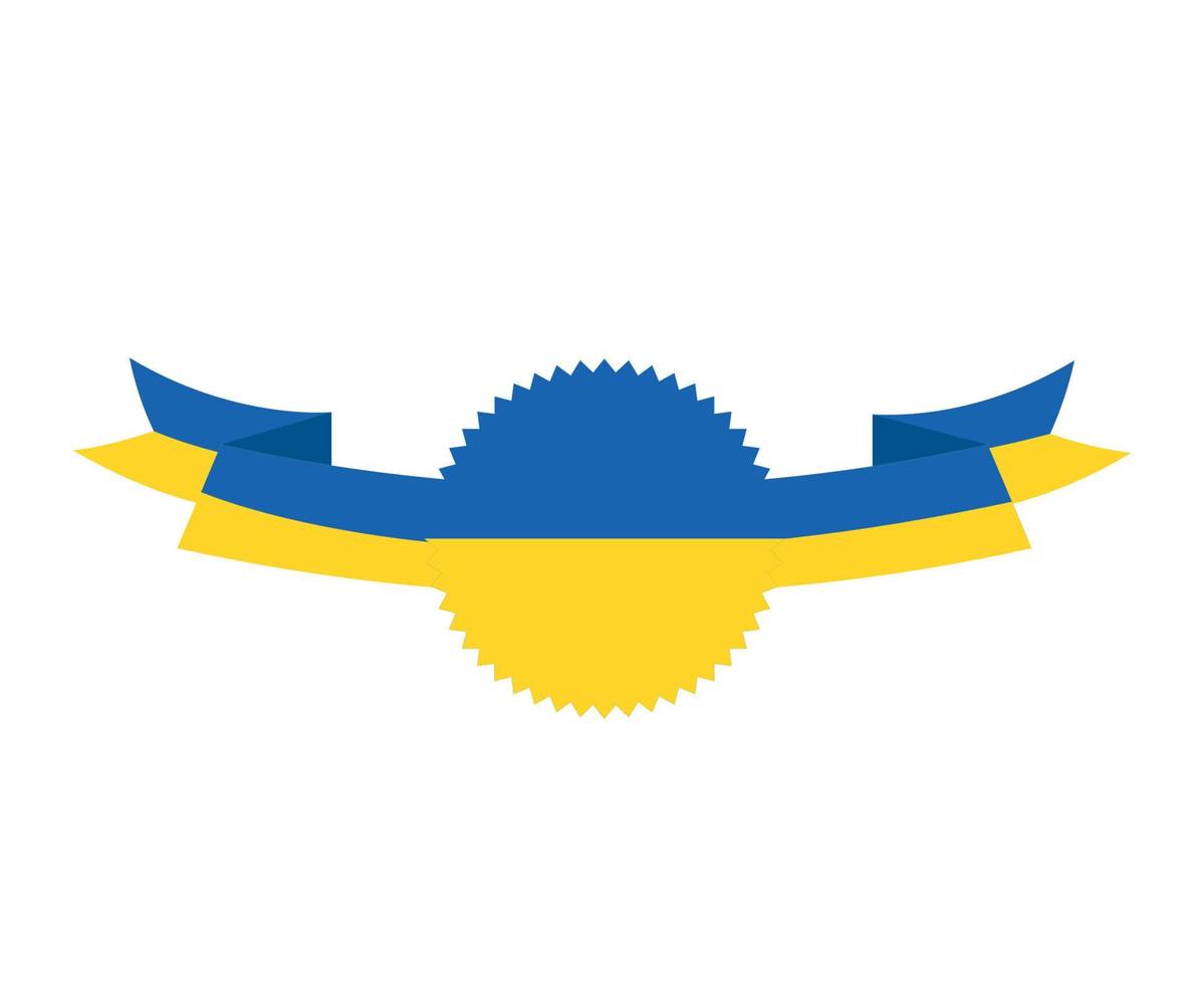 Ukraine Ribbon Emblem Symbol Design Flag National Europe Icon Vector Abstract illustration