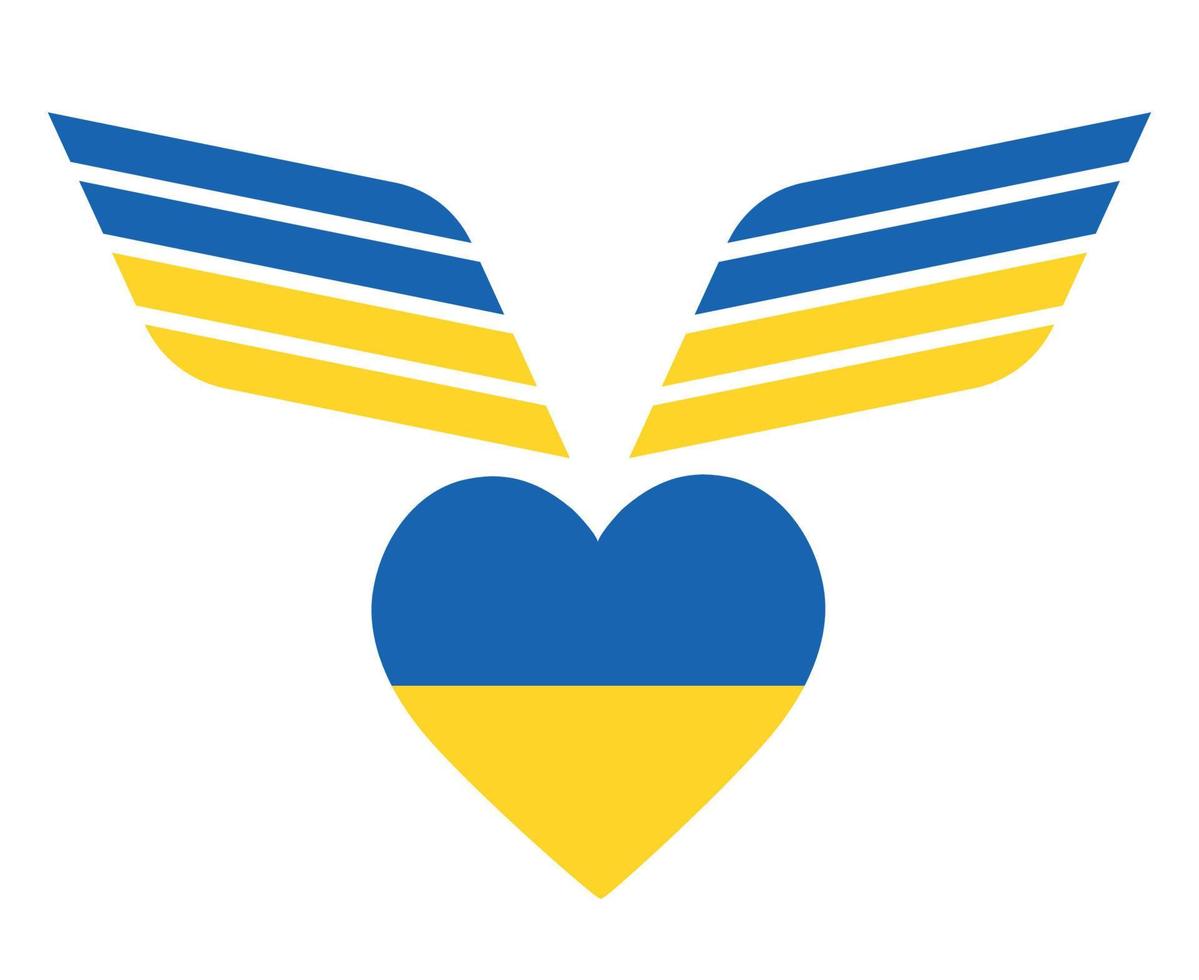 ucrania emblema alas y corazón bandera símbolo nacional europa abstracto vector ilustración diseño