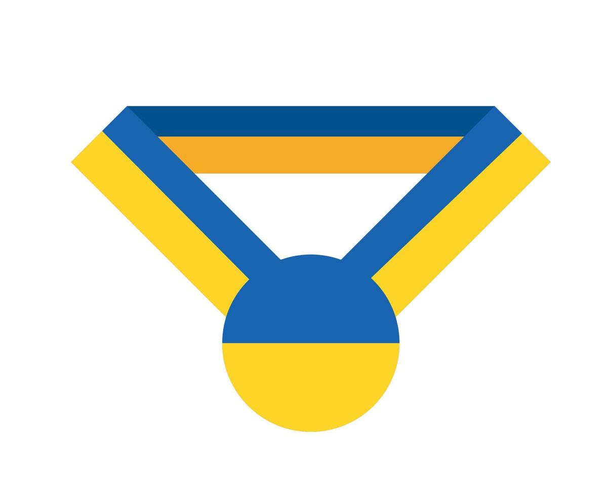 Ukraine Flag Emblem Medal Ribbon National Europe Design Symbol Vector Abstract illustration