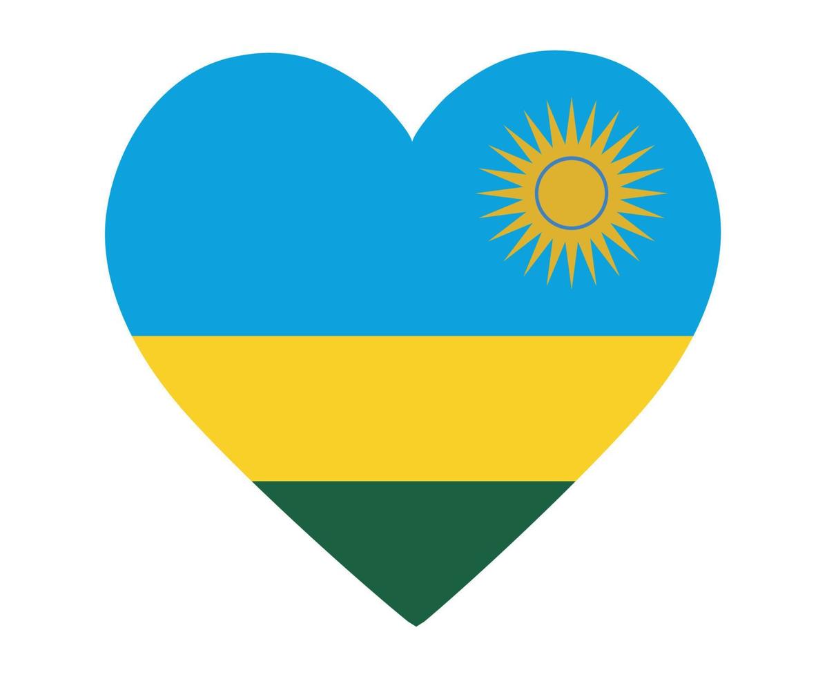 Rwanda Flag National Africa Emblem Heart Icon Vector Illustration Abstract Design Element