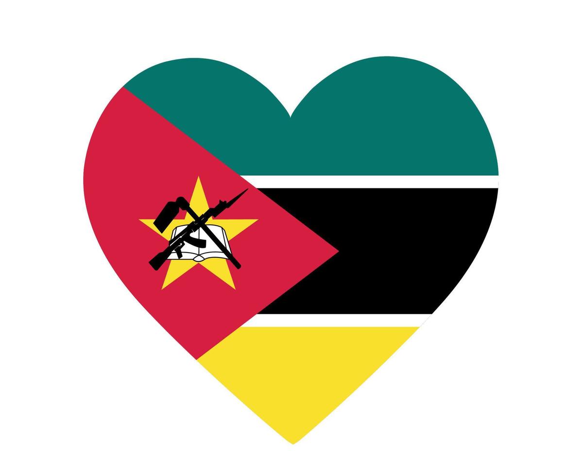 Mozambique Flag National Africa Emblem Heart Icon Vector Illustration Abstract Design Element