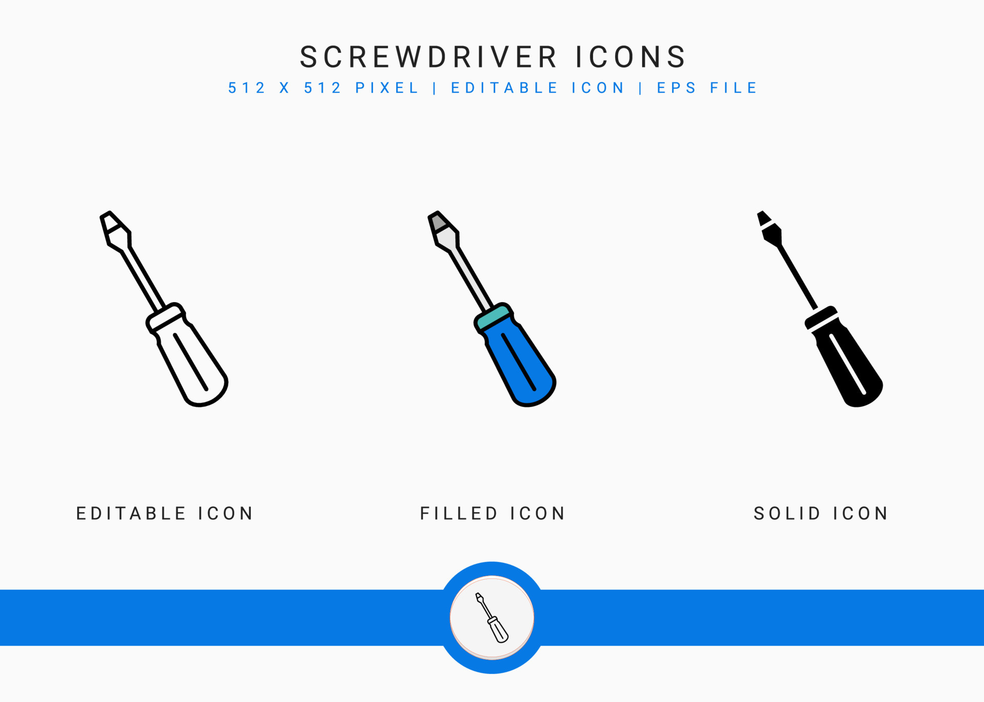 Screwdriver icons set vector illustration with solid icon line style