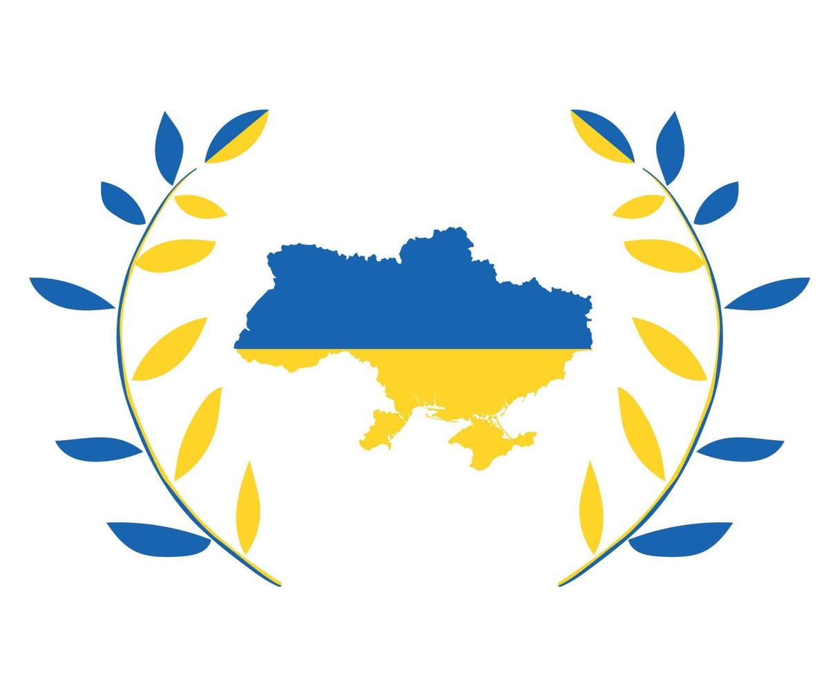 Ukraine Map And Tree Leaves Emblem National Europe Abstract Symbol Vector illustration Design