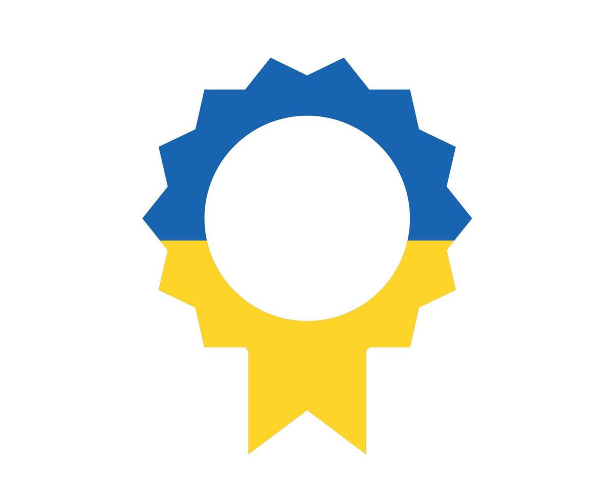 Ukraine Flag Medal Emblem Ribbon National Europe Design Symbol Vector Abstract illustration
