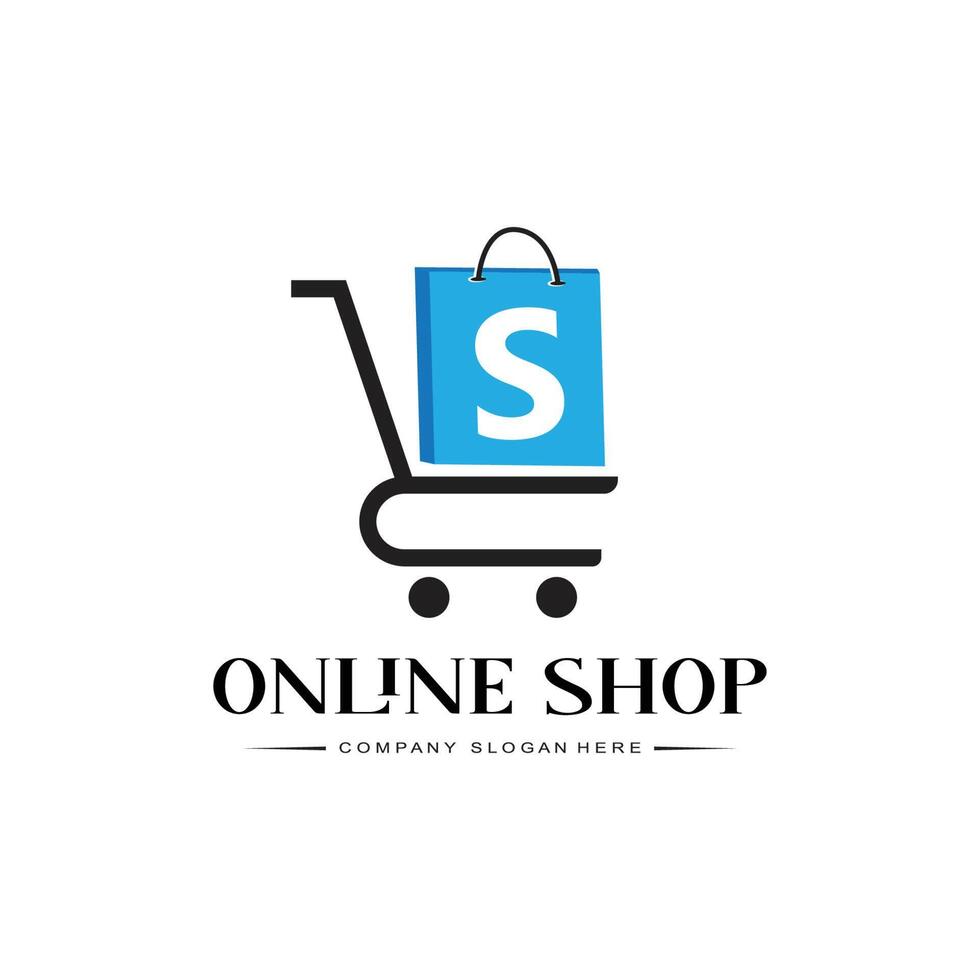 shopping cart and bag logo vector