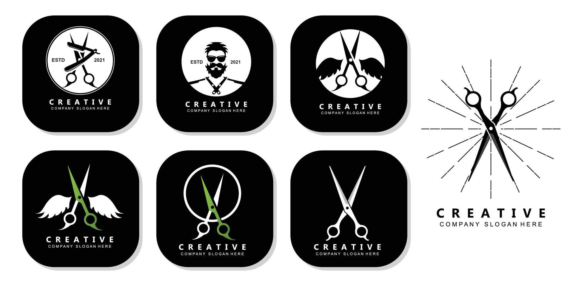 Barber tool scissors logo icon background symbol vector