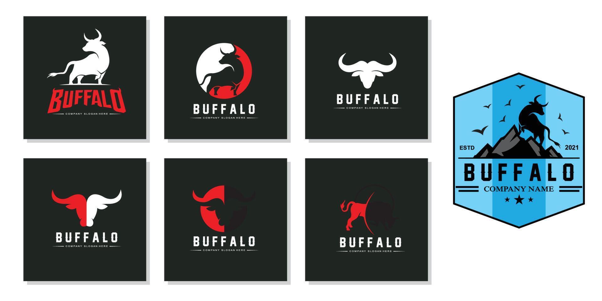 bison bull buffalo logo vector icono,animal de granja vintage retro logo design