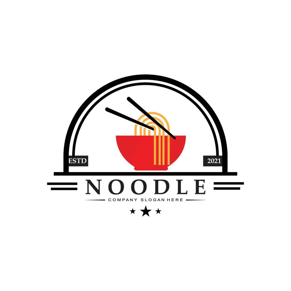 A collection of noodle logo inspiration. Chinese food and bowl design template. Retro Concept Illustration vector