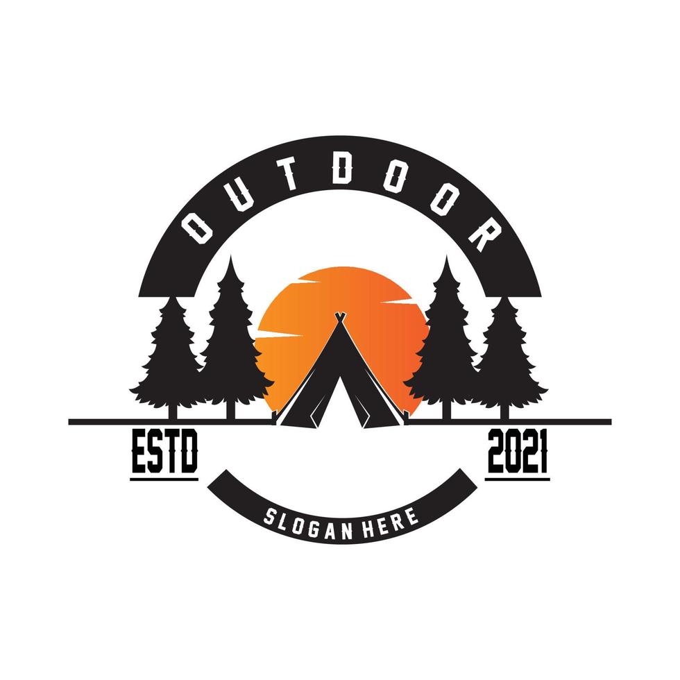 camping al aire libre logo icono vector. concepto retro ilustración diseño vector