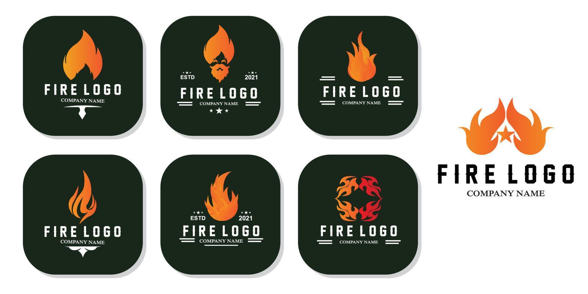 simple and cool fire icon vector logo