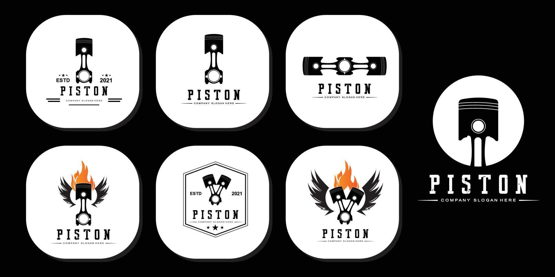 vector de logotipo de pistón, diseño de ilustración de taller de vehículos, automóvil o motocicleta