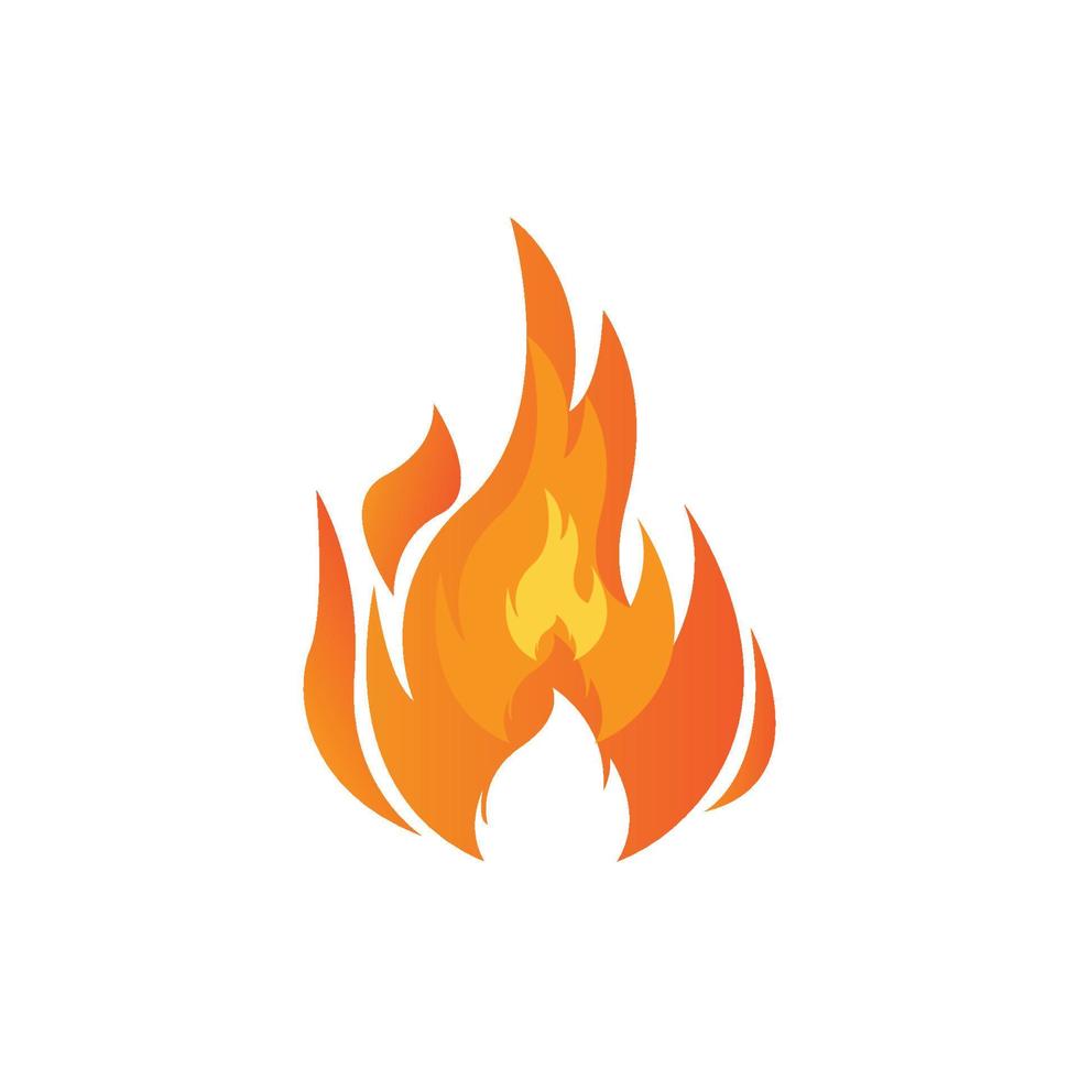 red smoldering fire icon vector logo, classic retro design