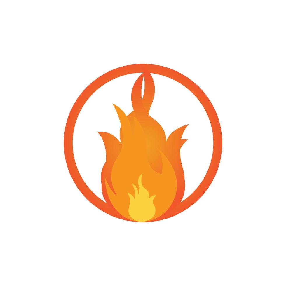 red smoldering fire icon vector logo, classic retro design