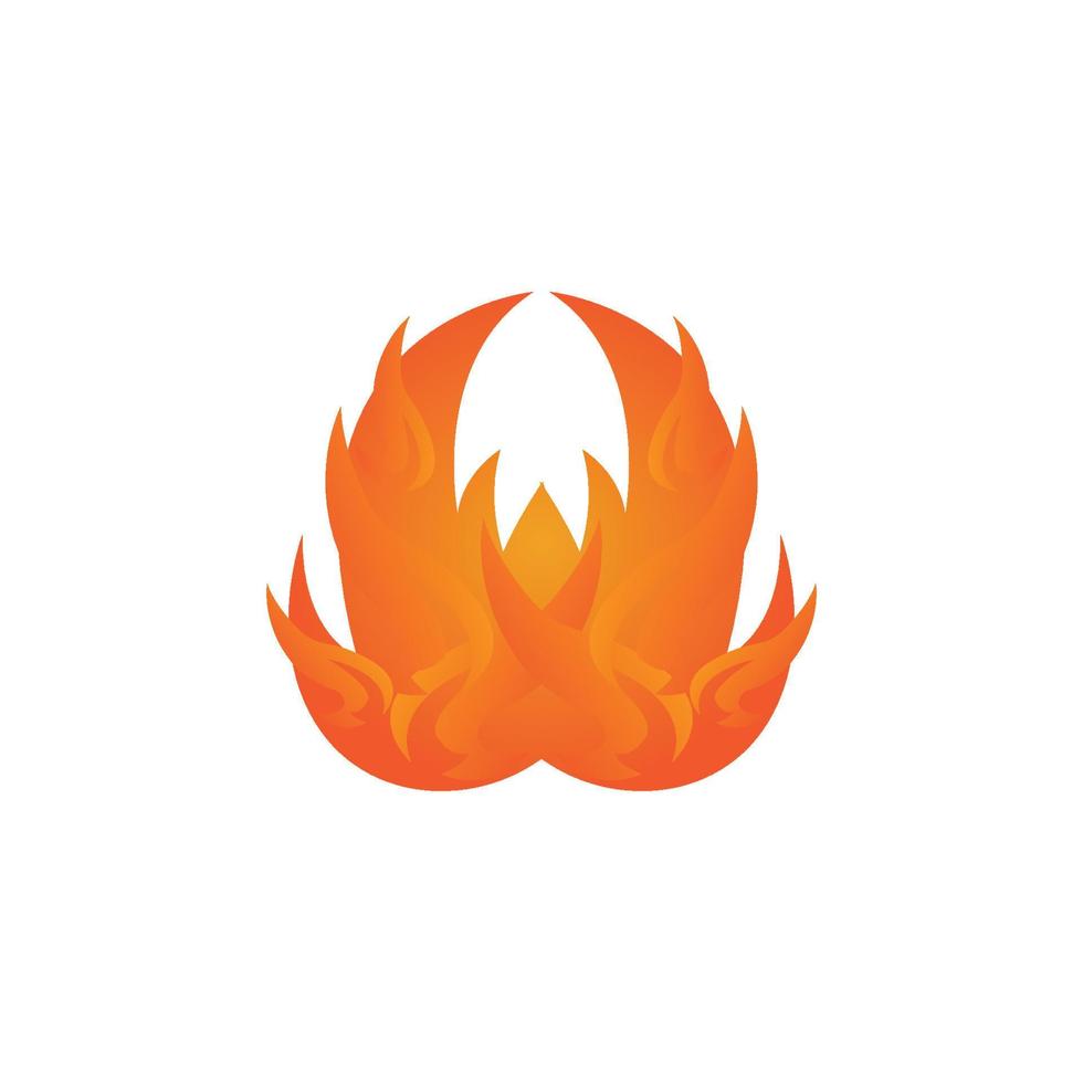 red smoldering fire icon vector logo, classic retro design