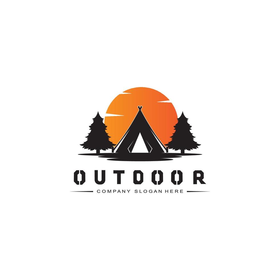 camping outdoor logo icon vector. concept retro illustration design vector