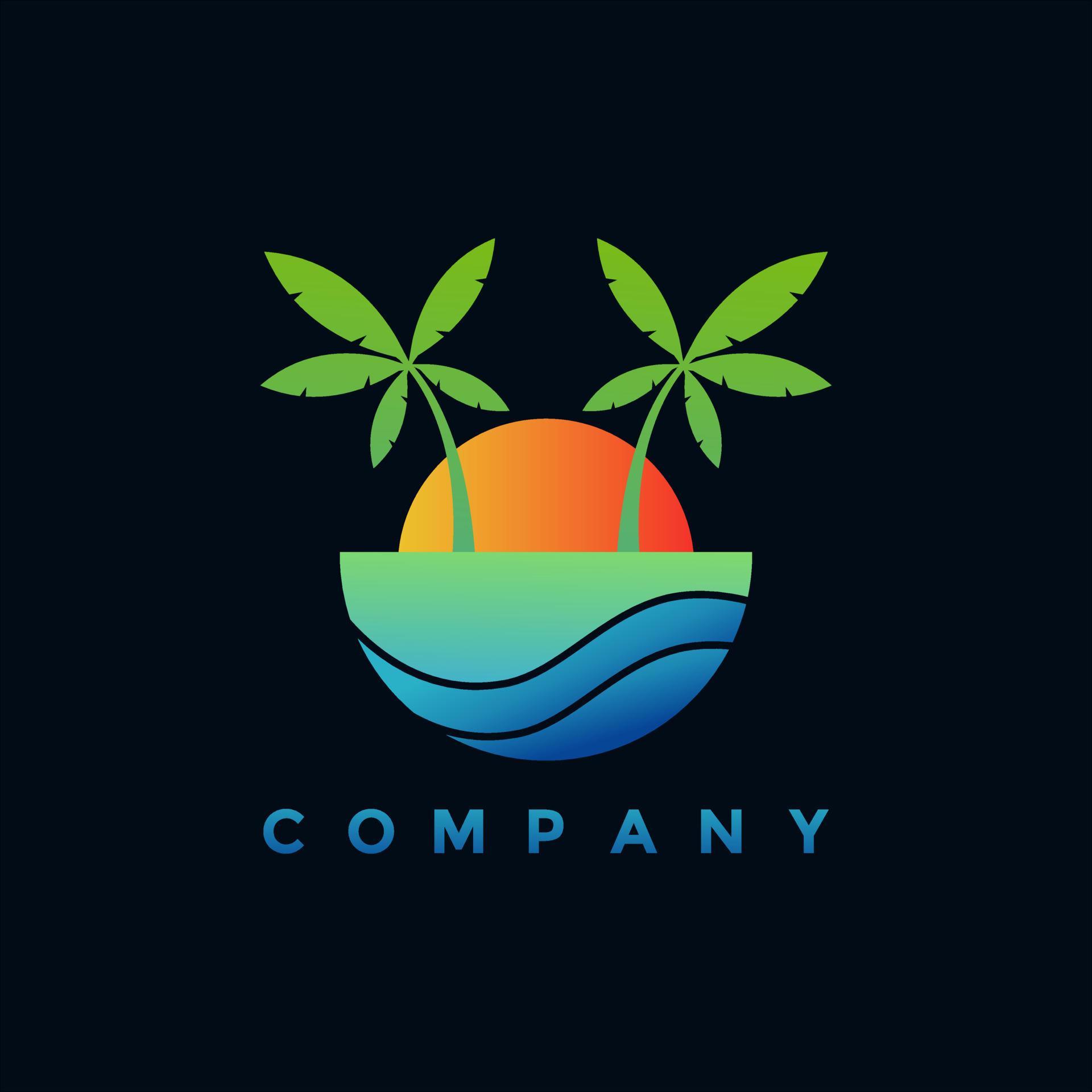 Modern tropical beach logo design illustration 7703694 Vector Art at