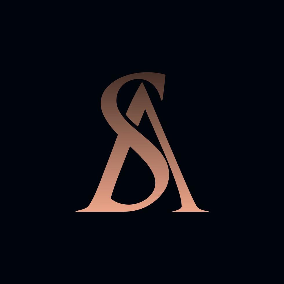 Luxury modern letter SA or AS logo illustration design vector