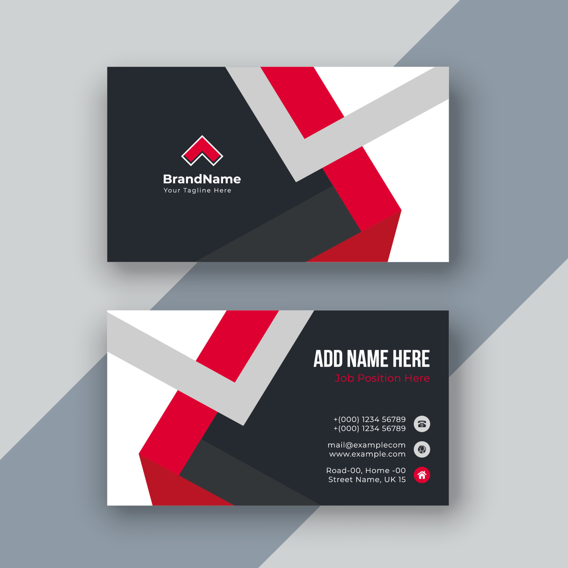 Red corporate business card, name card template 7703752 Vector Art at