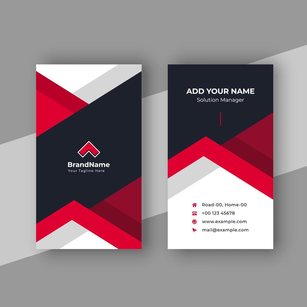 Modern business card with red shapes vector