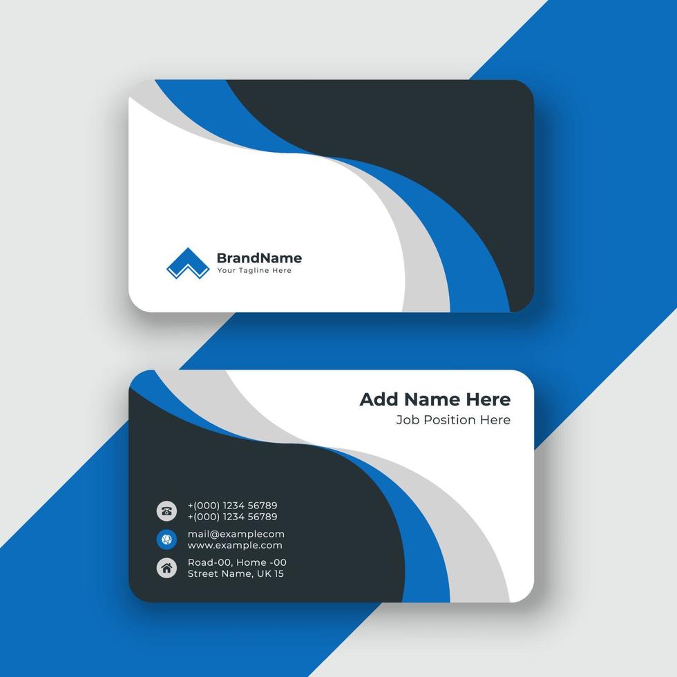 Blue business card design template vector